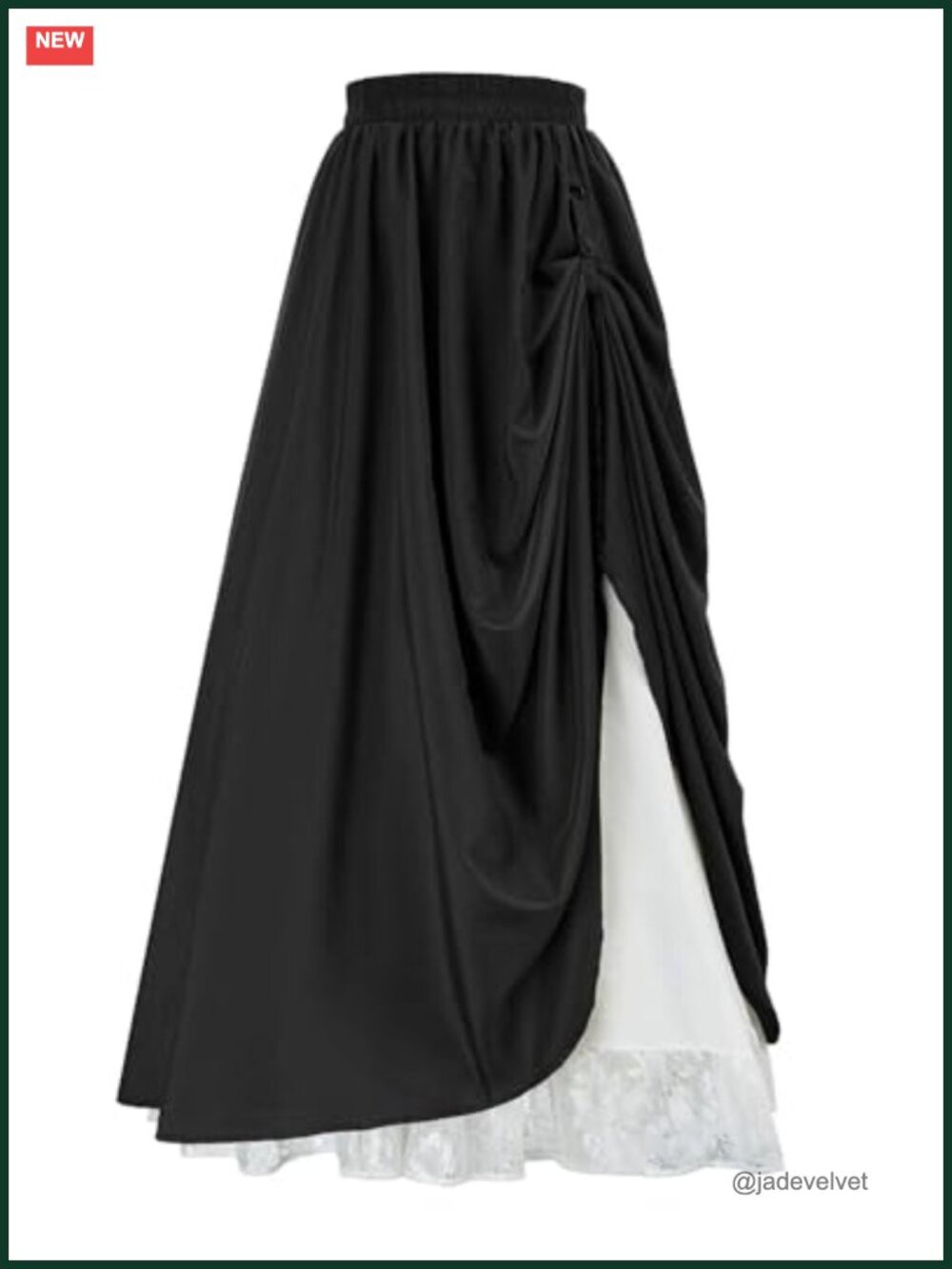 Double Layered Renaissance Victorian Maxi Skirt Adjustable Elastic Waist
